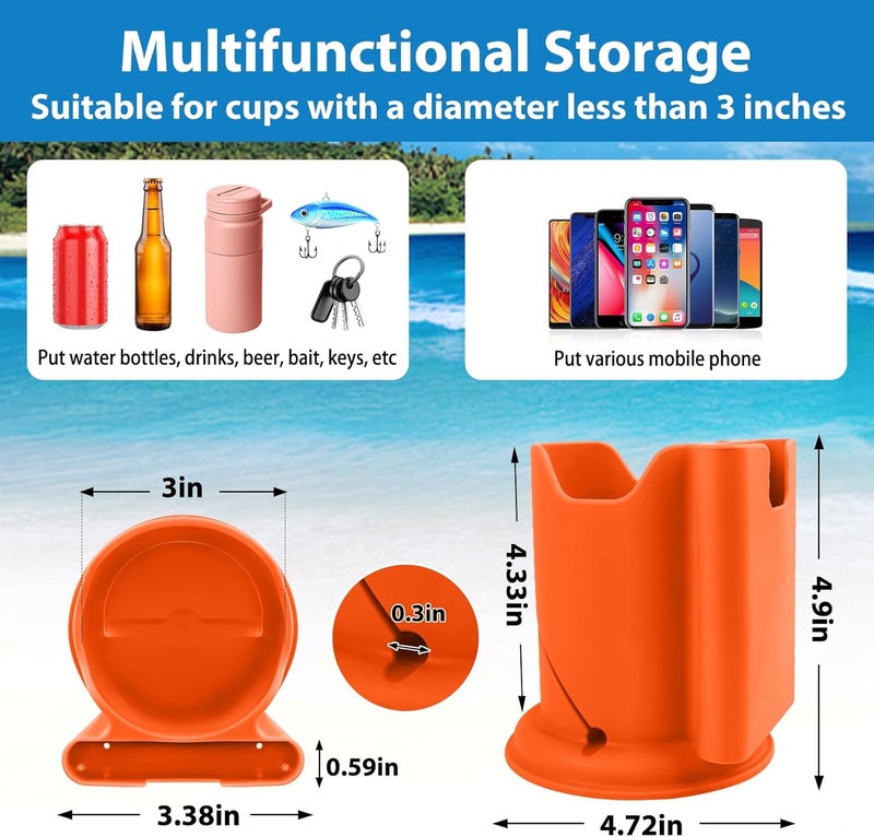 ANGAR Paddleboard Cup Holder, Paddle Board and Kayak Drink Holder, 2-in-1 Drink & Phone Holder, Paddleboard Accessory for Surfboards, Canoes, SUPs, Kayaks, Boats (Orange) - Image 3